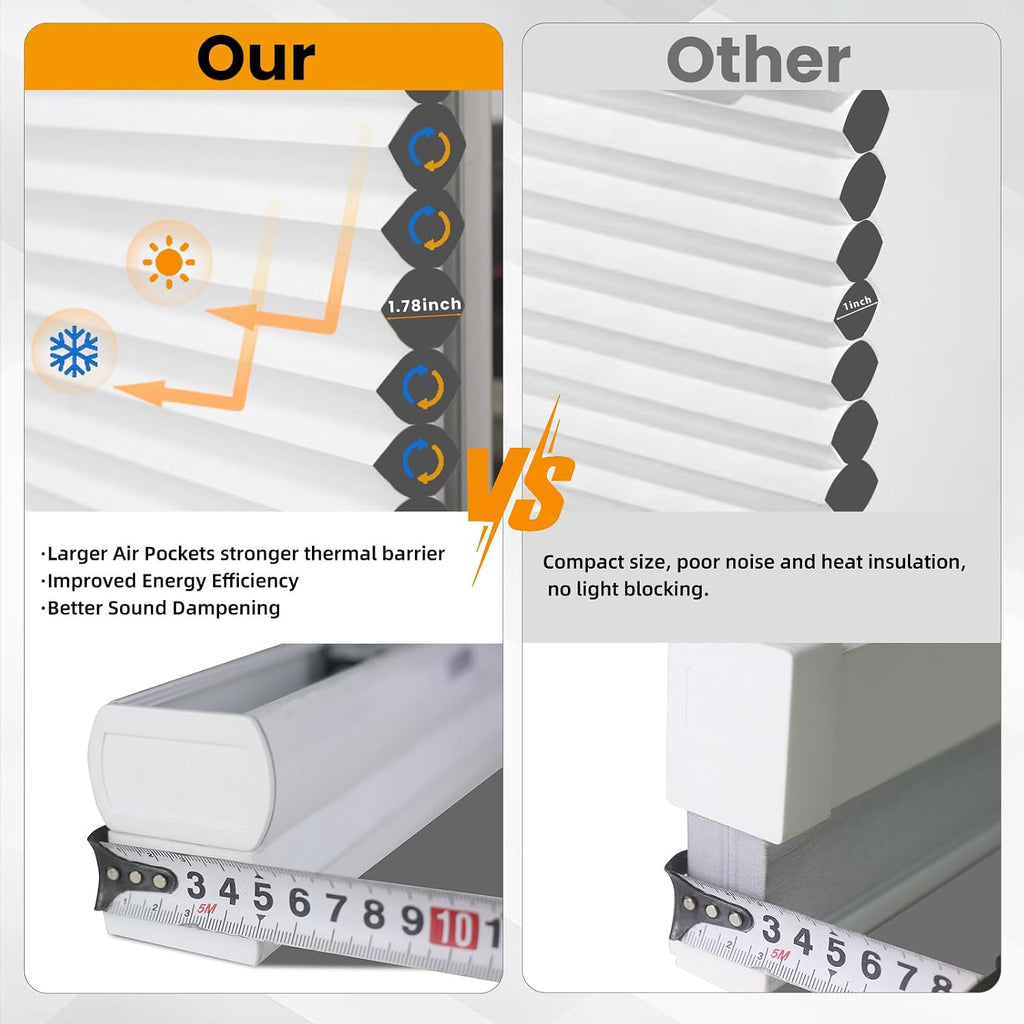 SHADE Motorized Cellular Shades NO Drill Top Down Bottom Up|Cordless Remote Control