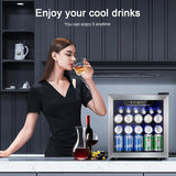 48 Can Beverage Refrigerator,12 Bottle Wine Cooler with Stainless Steel Glass Do