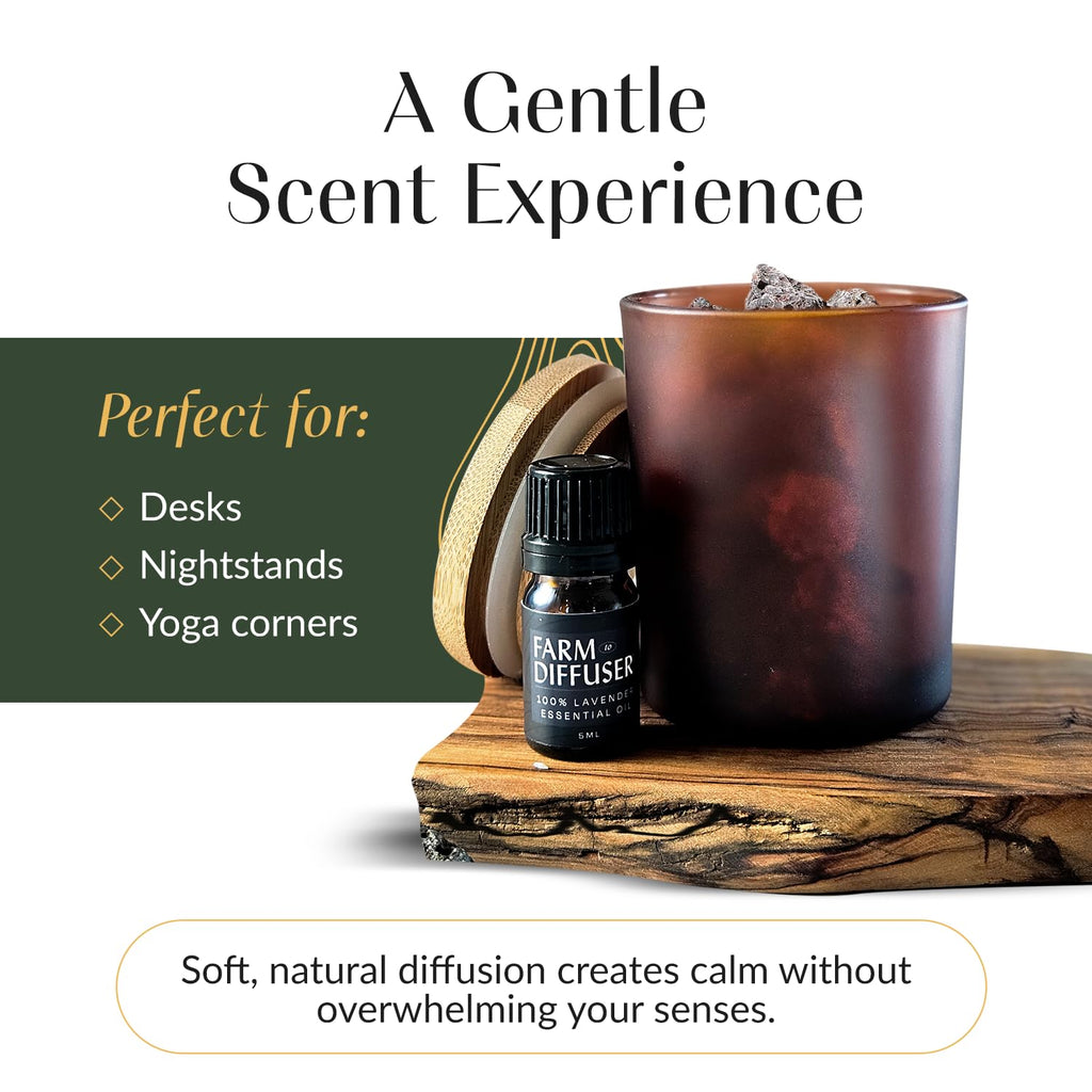 Lava Rock Diffuser and Lavender Essential Oil Set, Volcanic Stone Diffusers for Essential Oils, No Water