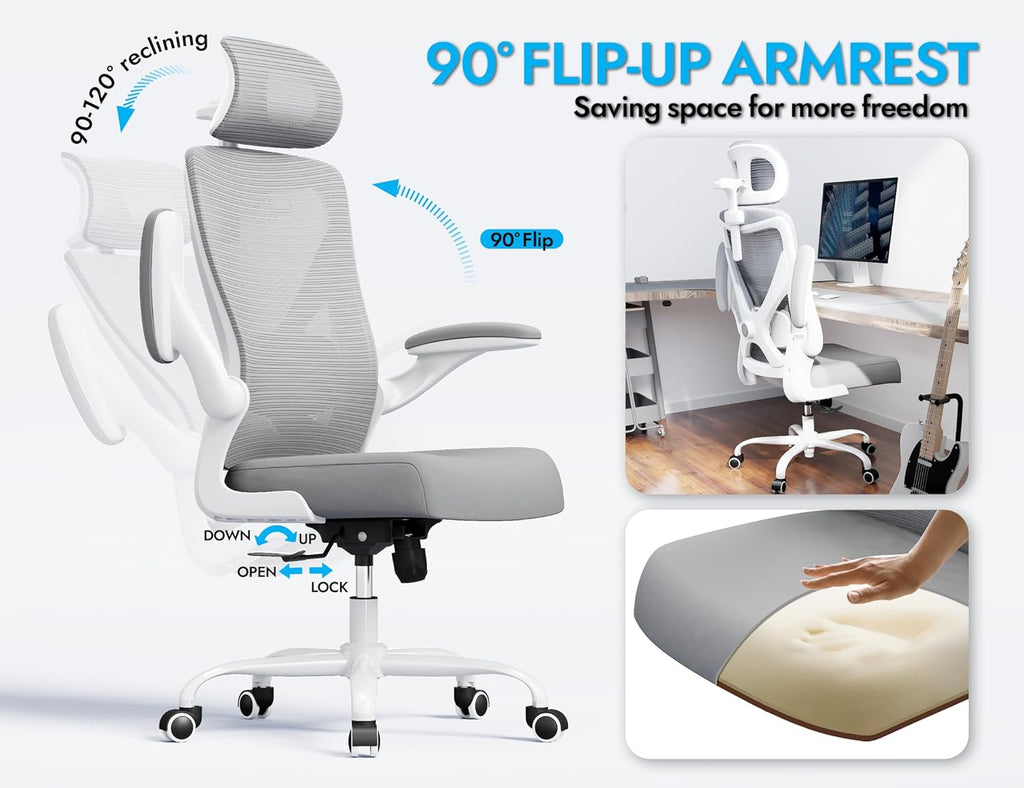 Ergonomic Office Chair: Mesh Desk Chair Comfy with Headrest& Lumbar Support | Big and Tall Office Chairs with Wheels