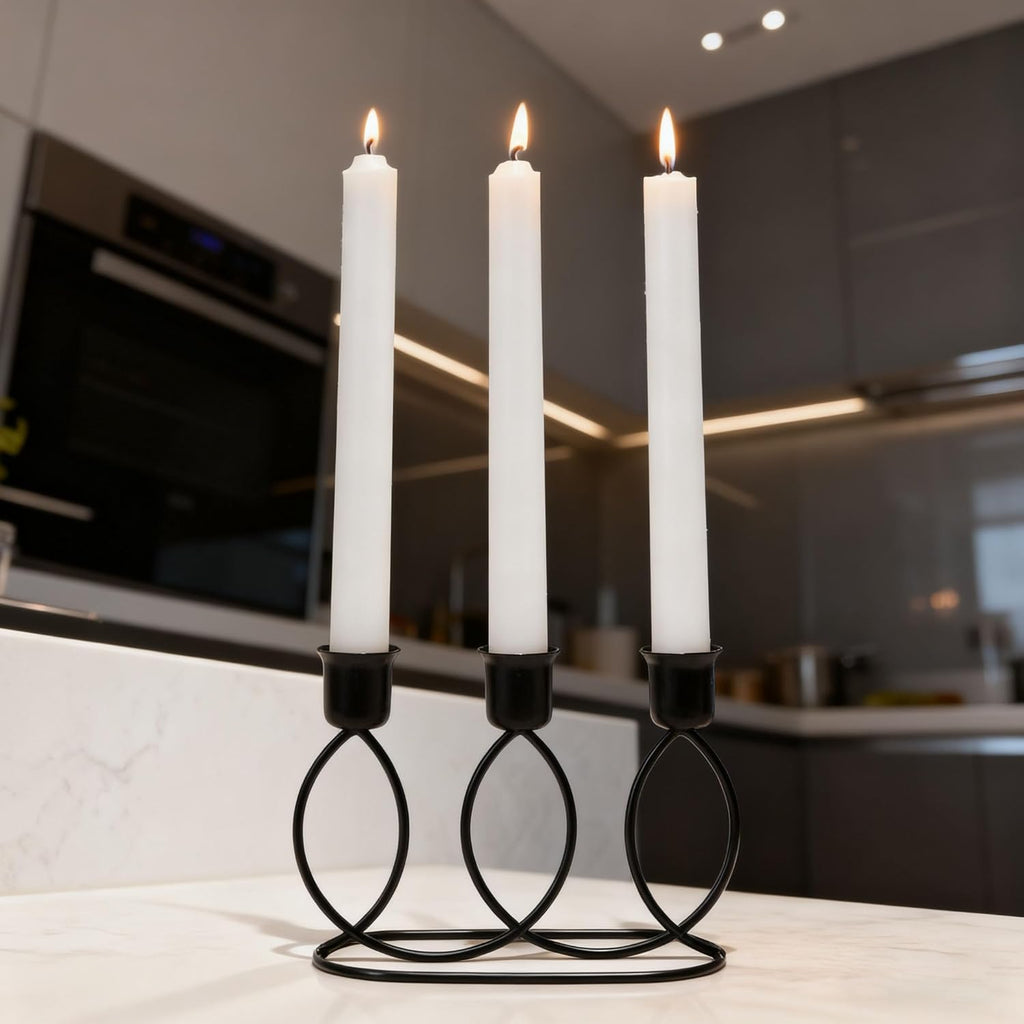 Black Candelabra Metal Candle Holders - 3 Arm Candlestick Holder for Theme Party Table Centerpiece Decoration Dining