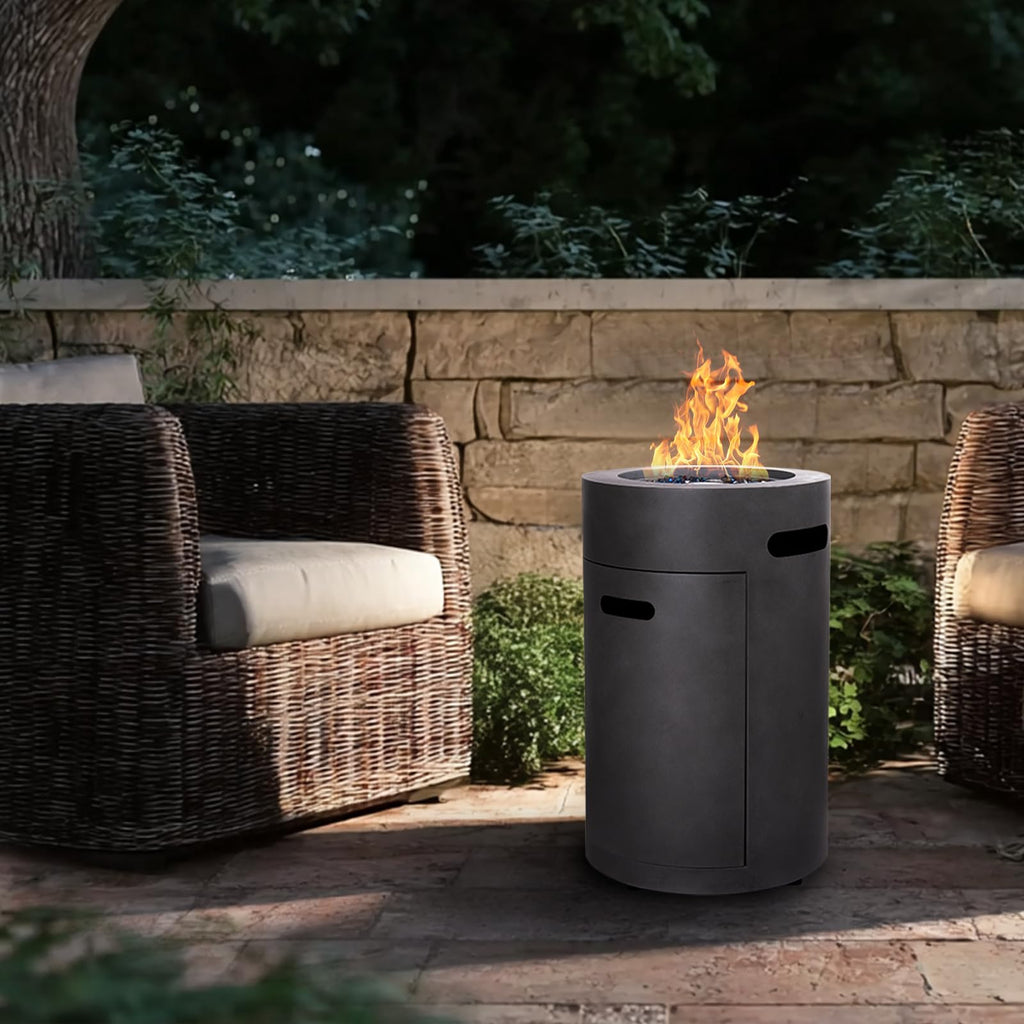 17 inch Small Propane Fire Pit, 50, 000 BTU Outside Gas Fire Column