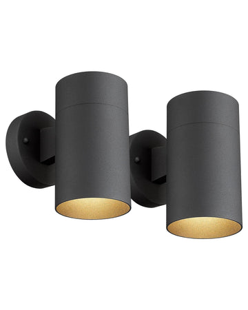 Modern Outdoor Wall Sconce Lights, Cylinder, Black, 2 Pack