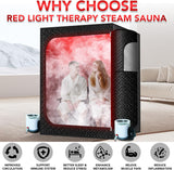 Double Infrared Steam Sauna, Portable Infrared Sauna, Enlarged Size and Two 3L Steamers, Two Upgrade Chairs