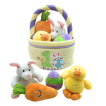 Baby's My First Easter Basket: Deluxe 5-Piece Set with Easter Bunny, Baby Chick, Carrot & Easter Egg - Perfect Easter