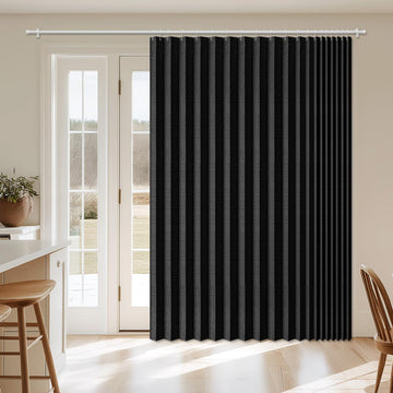 Blackout Curtains Living Room 84 Inch, Accordion Curtain 1 Panel 98" Wx84 L Black - Magnetic Folding Room Divider