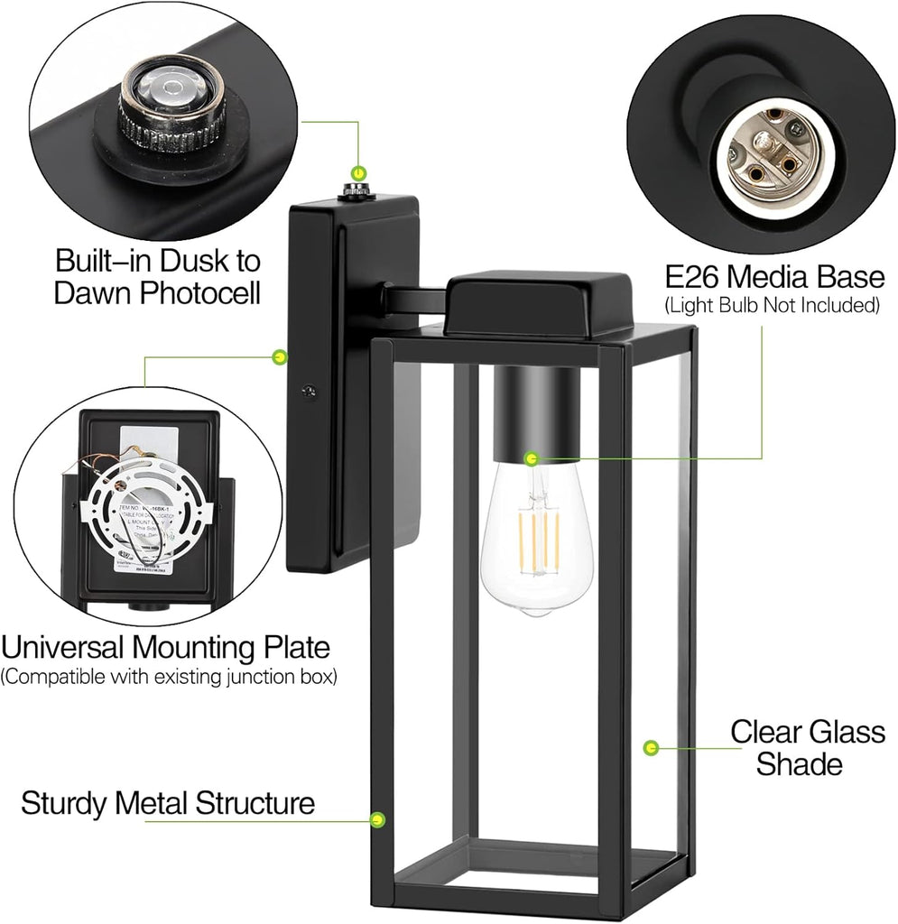 Large Outdoor Wall Light, 16 Inch Outdoor Wall Lantern, Dusk to Dawn Exterior Waterproof Wall Sconce