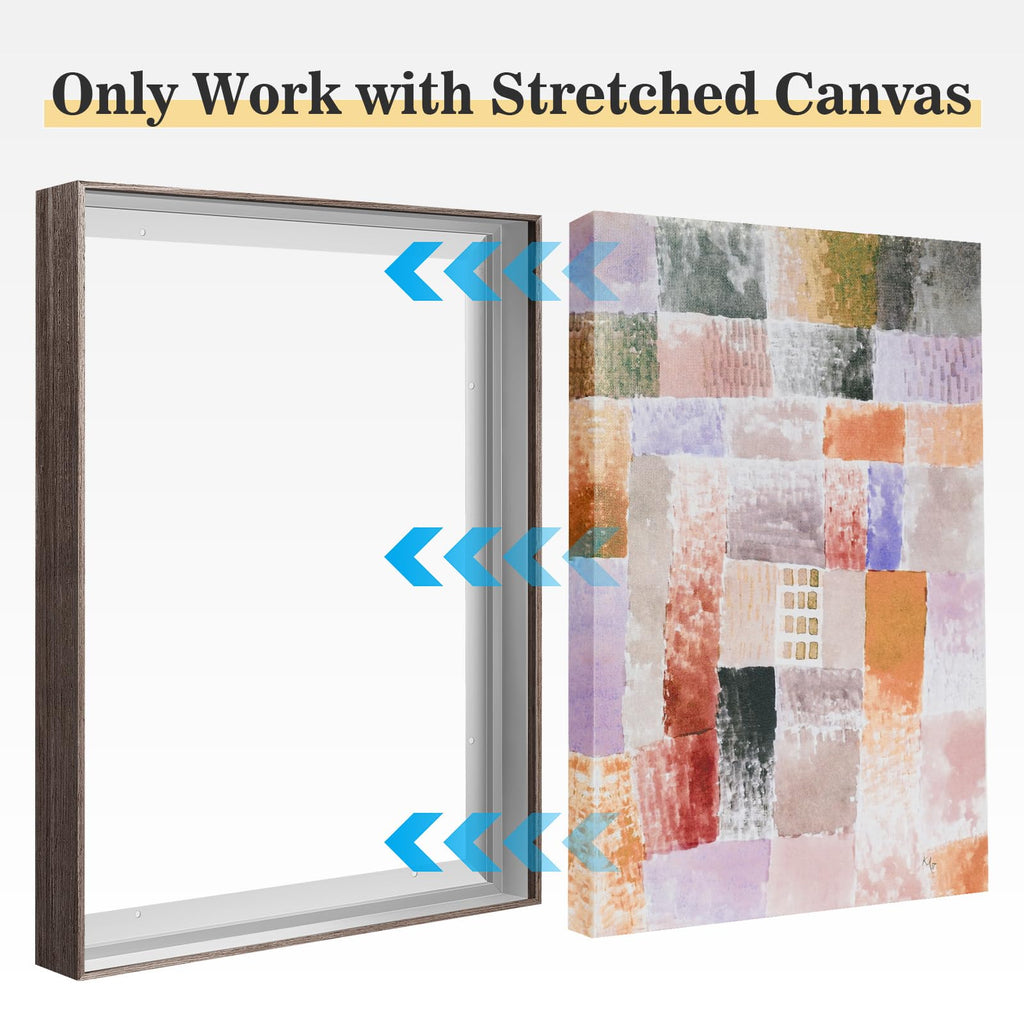 Floating Frame for 24x36 Stretched Canvas with 1.5" Deep, Dark Brown