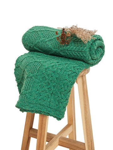 Woollen Mills Keel Aran Patchwork Merino Blanket - 100% - Made in Ireland