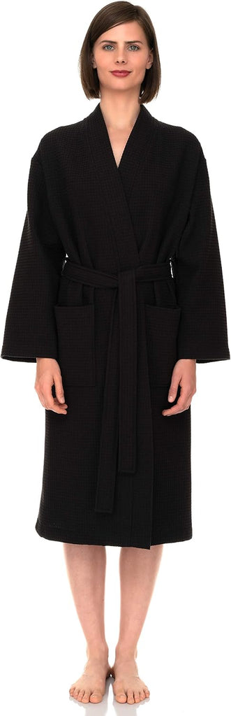 Women's Waffle Bathrobe 100% Cotton Soft Kimono Spa Bath Robe