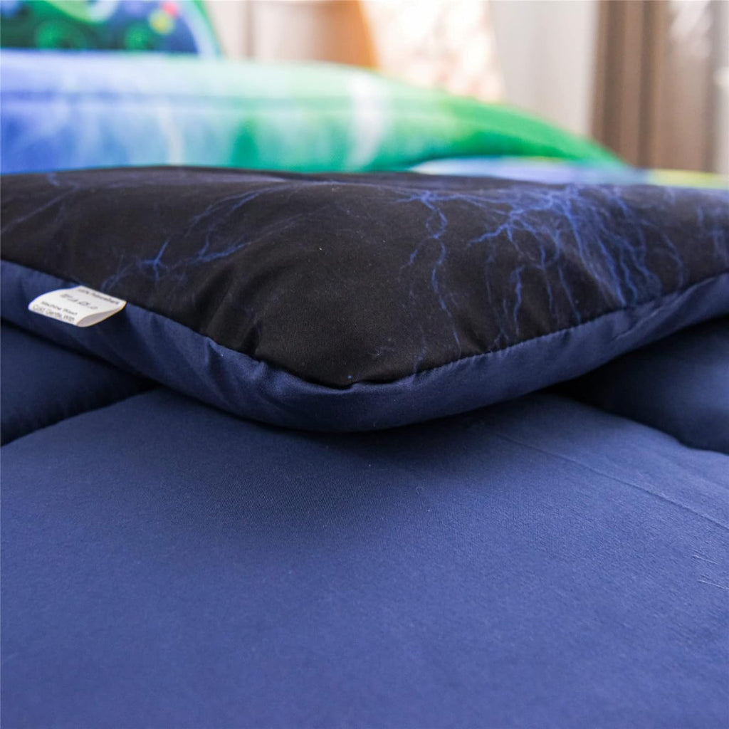 Gamer Gaming Bedding Sets Red Blue Lightnings Gamepad Comforter Set for Boys Games Console Action Buttons Novelty