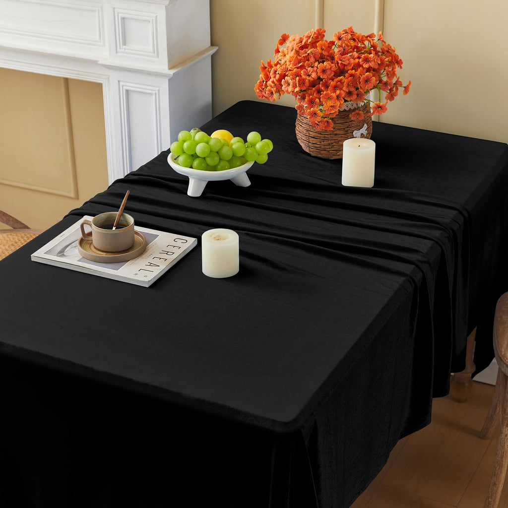 Black Velvet Tablecloth, 60 x 102 Inch Rectangle Table Cover