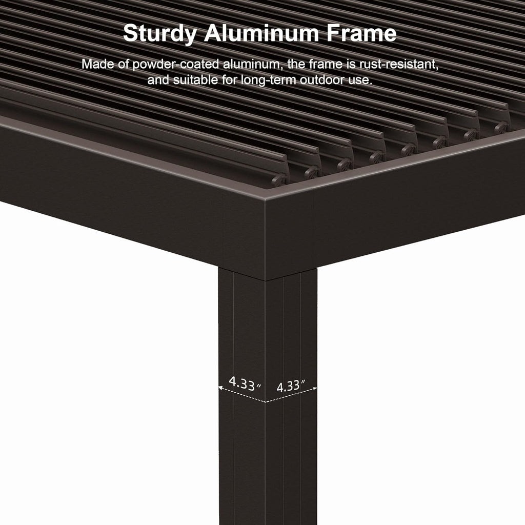 Outdoor 12' × 16' Louvered Pergola with Screens Patio Adjustable Aluminum Canopy Retractable Metal Roof for Deck