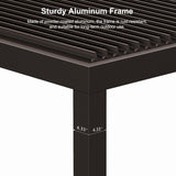 Outdoor 12' × 14' Louvered Pergola with Screens Patio Adjustable Aluminum Canopy Retractable Metal Roof for Deck