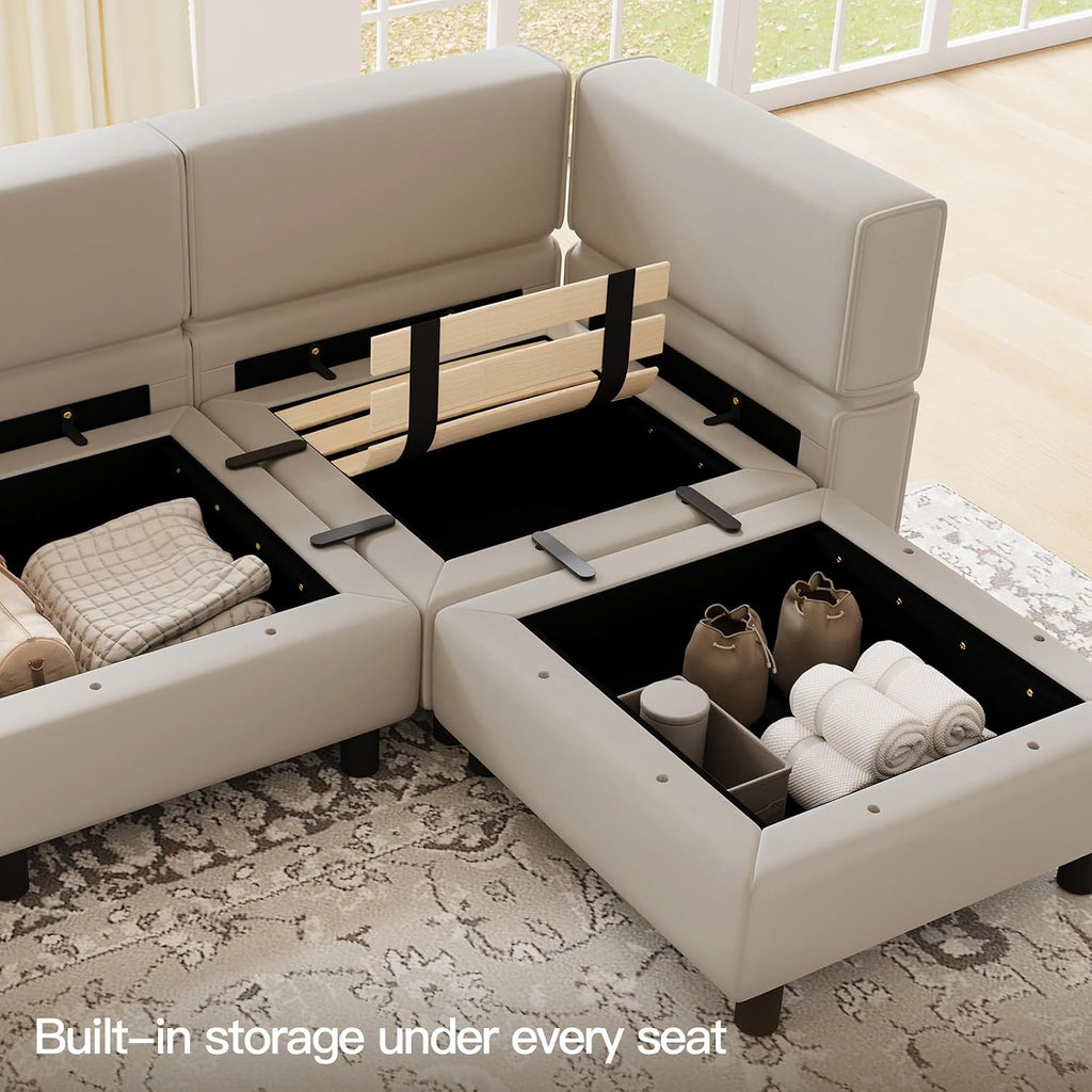 Modular Sectional Sofa with Ottoman Velvet L Shaped Corner Sofa Set Convertible Sectional Sofa with Chaise Velvet