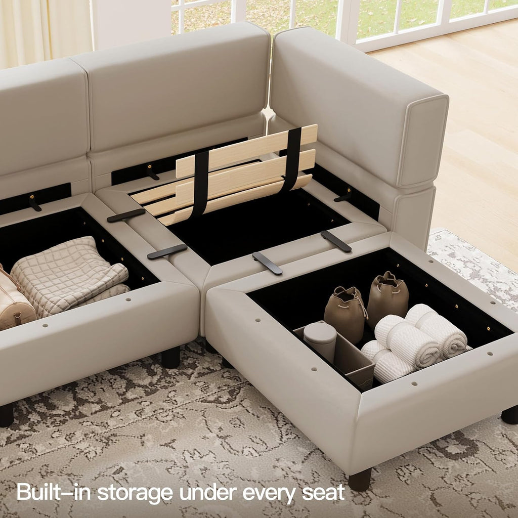 Oversized Modular Sectional Sofa L Shaped Couch Set with Reversible Chaise Convertible L Shape Sectional Sofa Grey