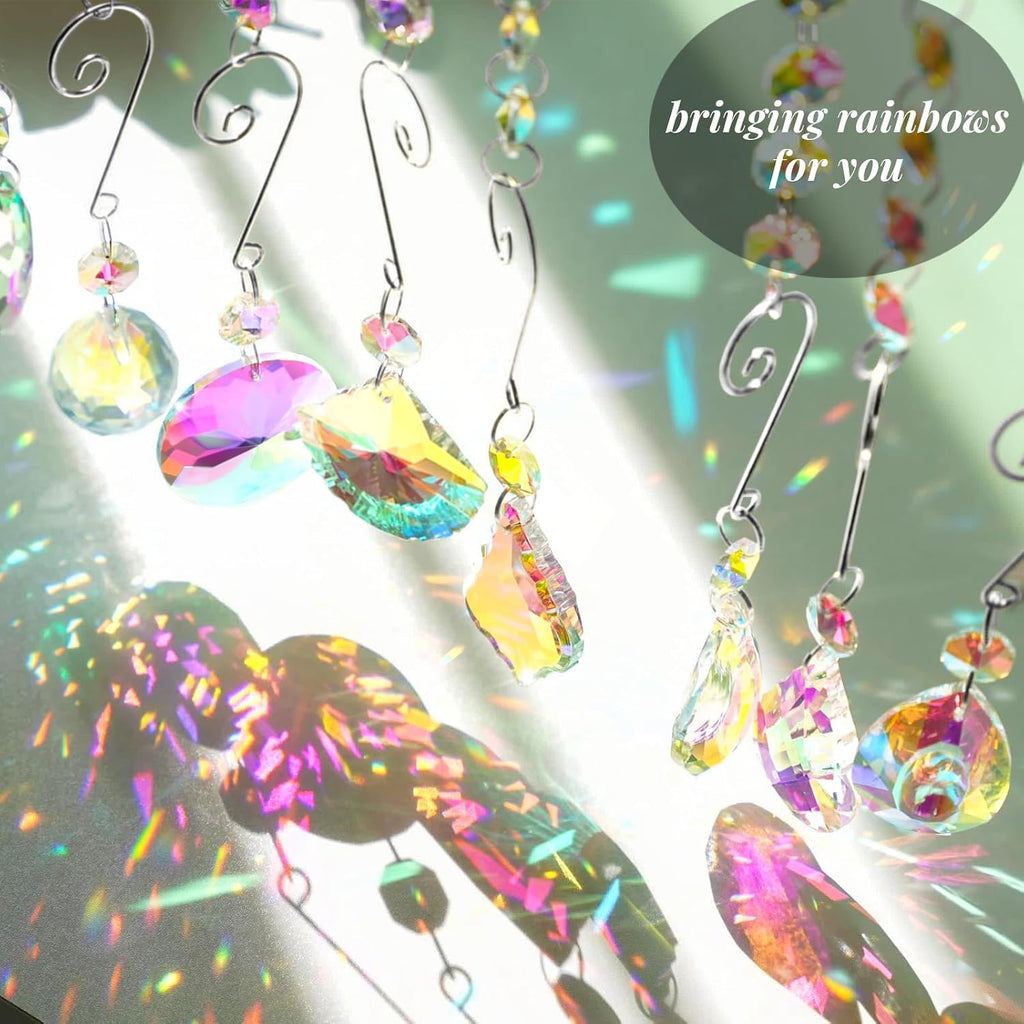 9 Pieces Sun Catchers Indoor Window Suncatcher Crystals Prisms with Chain Pendant Colorful Hanging Ornaments for