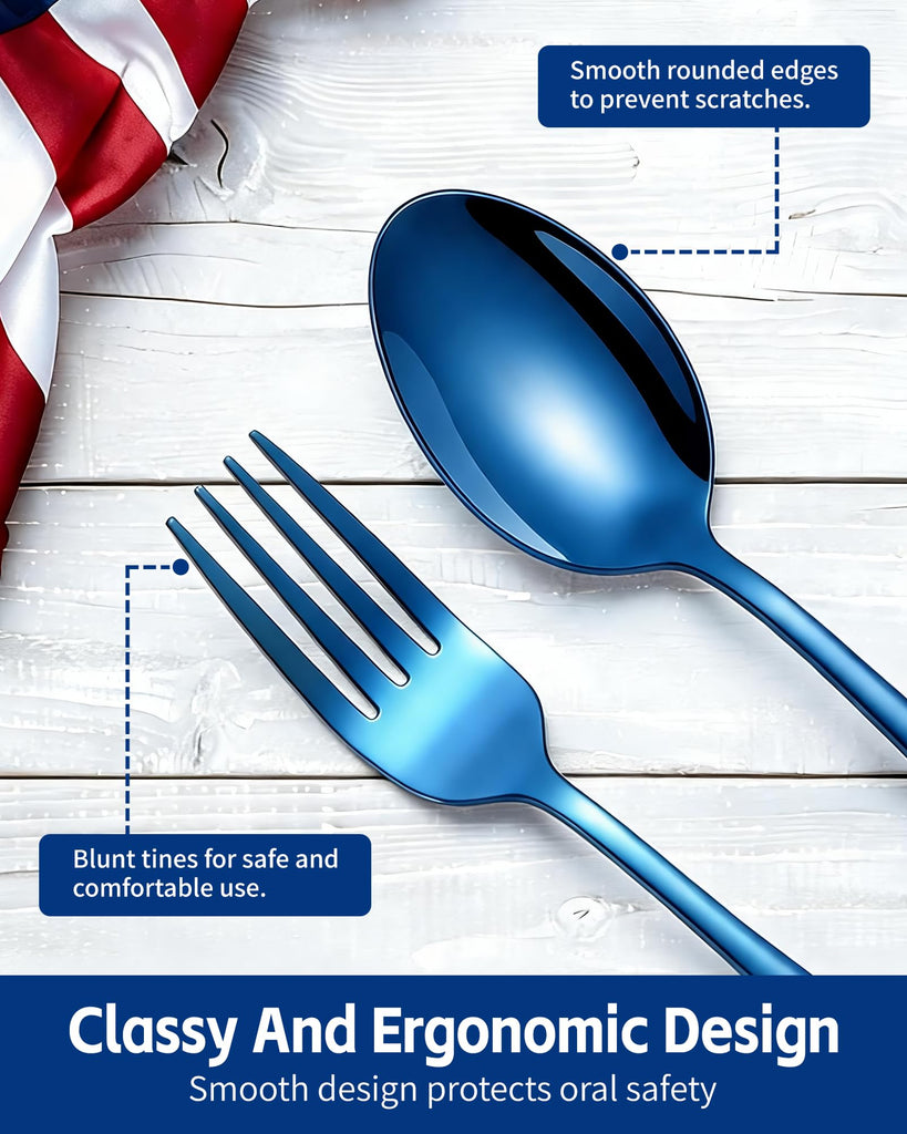 20-Piece Blue Silverware Set, Stainless Steel Flatware Set for 4