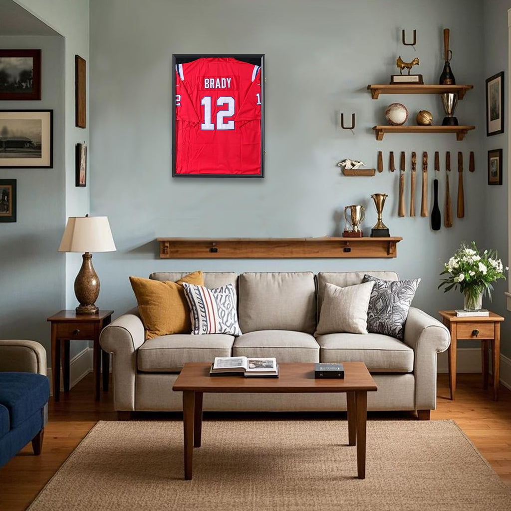 Jersey Frame Display Case, Black Shadow Box for Sports Jerseys, 1P