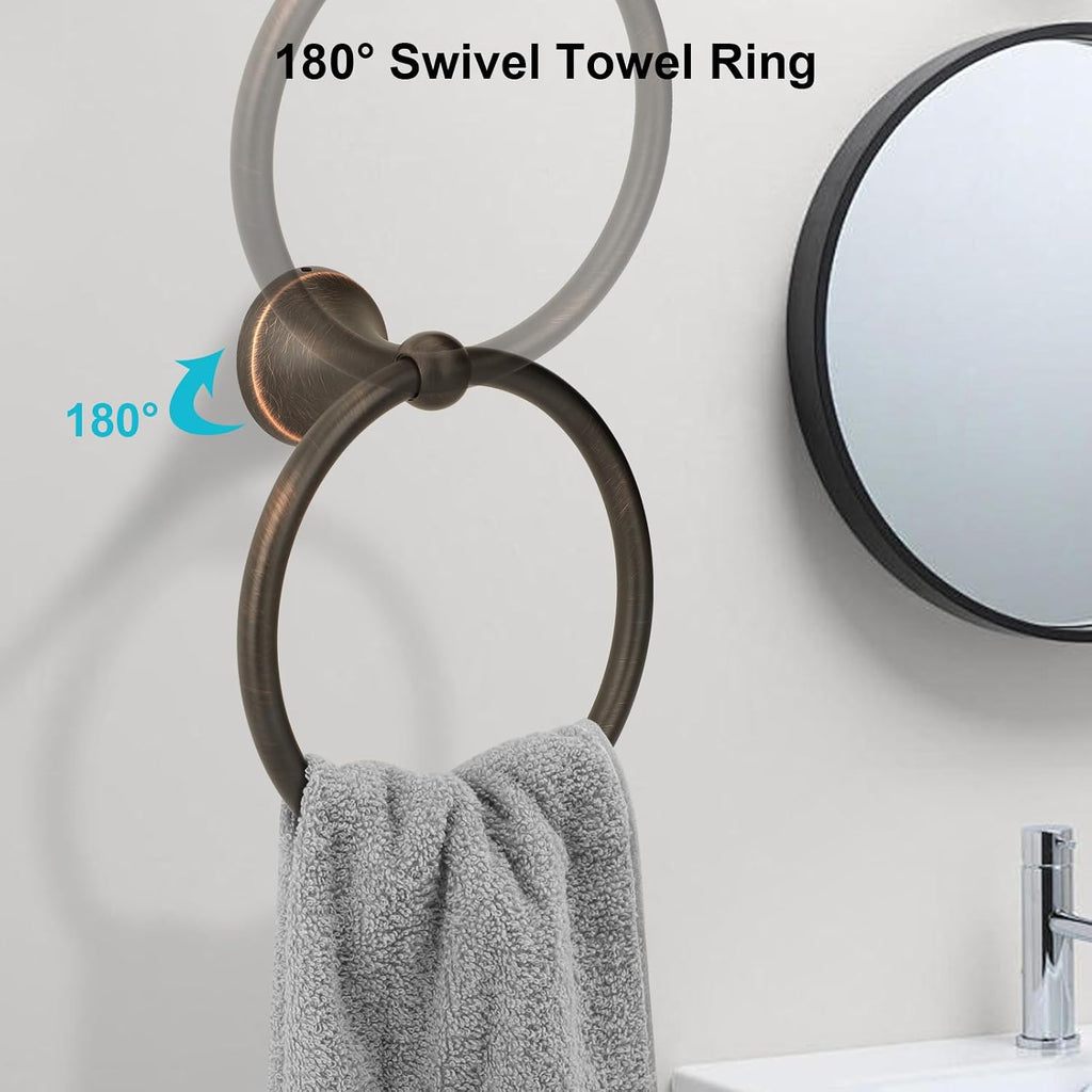 4 Piece Antique Bathroom Hardware Accessories Set Oil Rubbed Bronze,24 Inch Towel Bar Set,Towel Rack Set,Bathroom