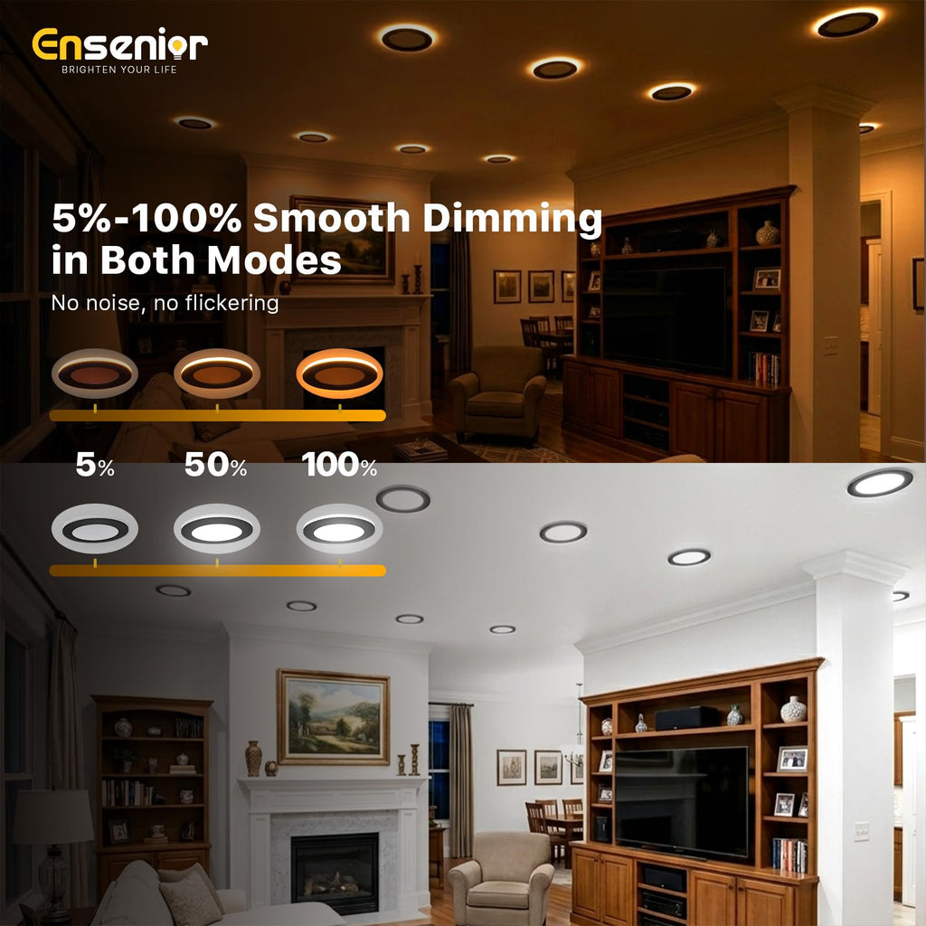 12 Pack 6 Inch LED Recessed Lights with Night Light, 5CCT