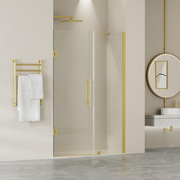 Frameless Pivot Glass Shower Door 48" W × 72" H, Pivot Swing Shower Door with 1/4" SGCC Tempered Glass, Brushed Gold
