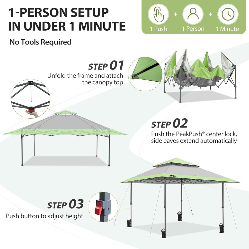 13x13 Straight Leg Pop Up Canopy Tent Instant Outdoor Canopy Easy Single Person Set up Folding Shelter w/Auto Extending