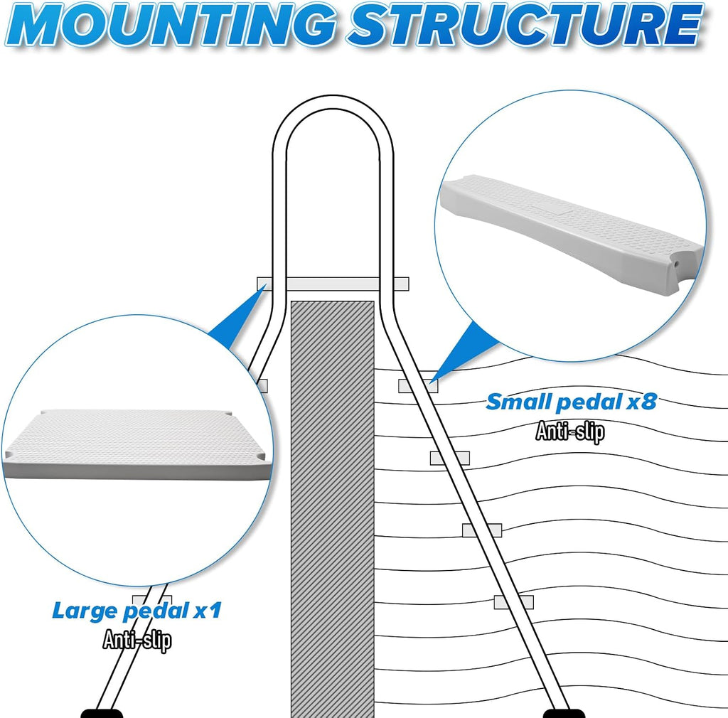 54" Heavy Duty Above Ground Pool Ladder with Platform,304 Stainless Steel | 551 lbs load capacity,4-Steps,Swimming