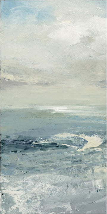 Wrapped Canvas Wall Art - Julia Purinton 'Waves Ii Muted' Wall Art , or Office Décor - 16x32