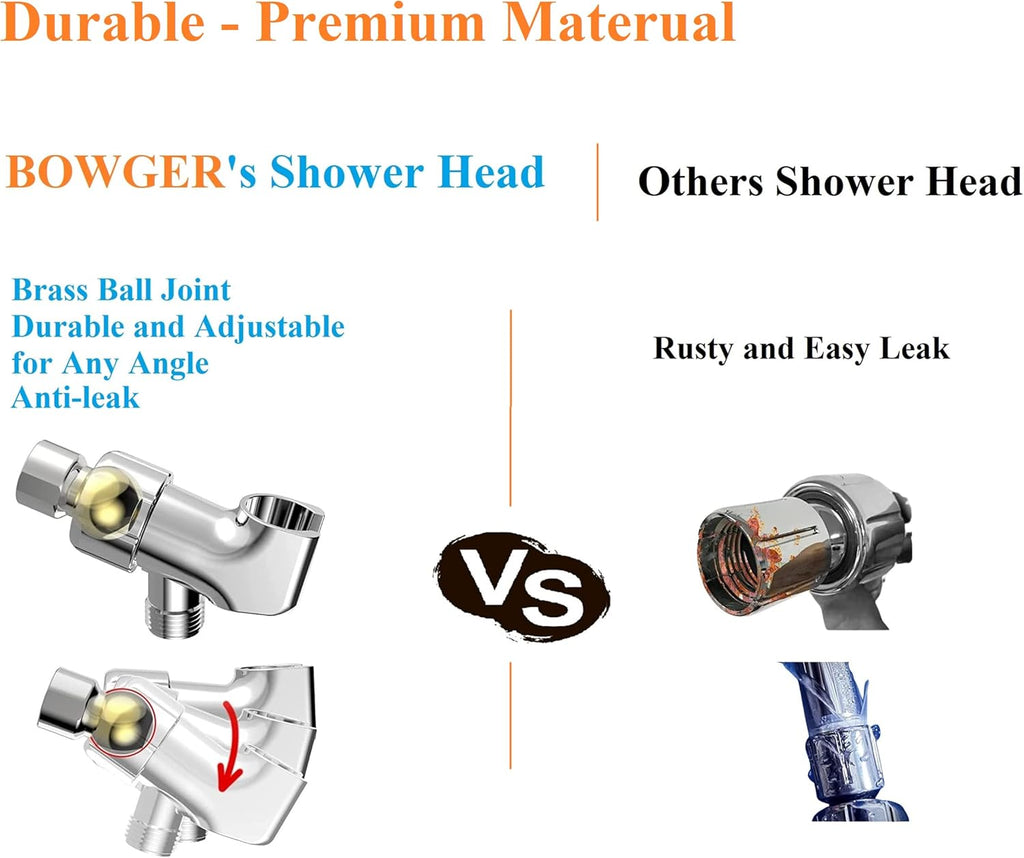 Shower Head with Handheld High Pressure-Full Body Coverage Powerful Rain Showerhead Extra 60" Long Hose and Adjustable