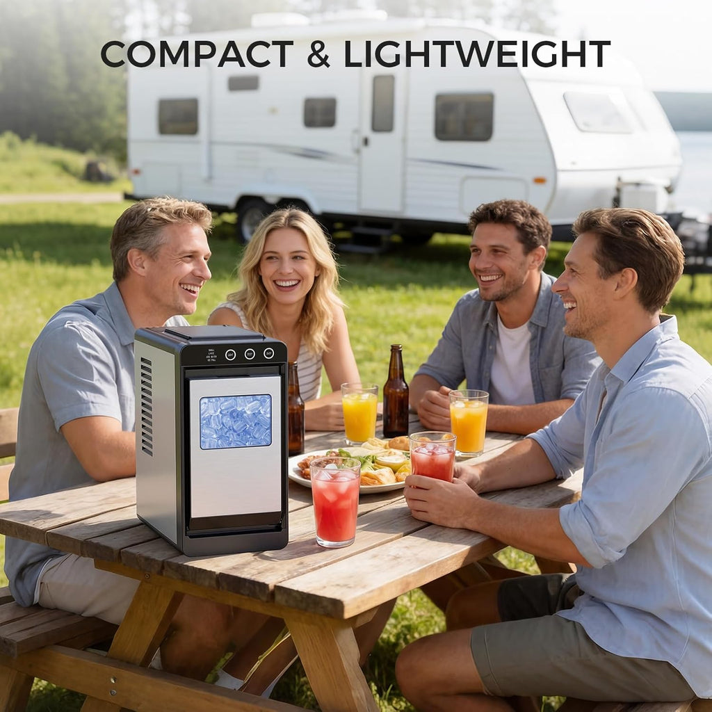 Ice Maker Countertop, Portable Ice Machine with Self-Cleaning, 8 Cubes in 6 Mins, 26 lbs/24Hrs, Quiet Commercial