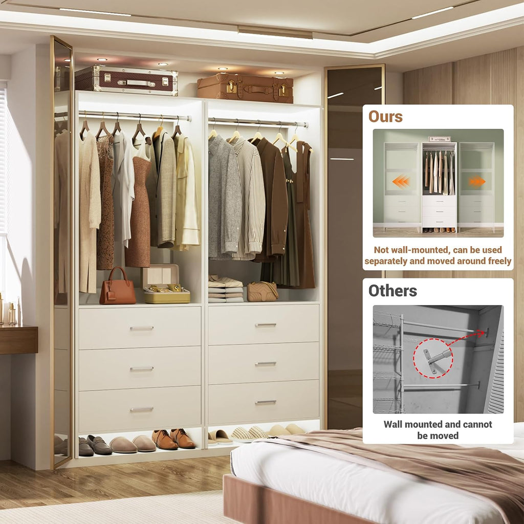 Closet System Closet Organizer, Wood Closets Organizer System, Walk-in Closet or Wardrobe, Clothes Rack with Hanging