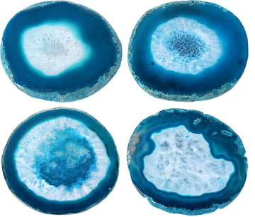 Blue Geode Agate Coasters for Drinks Set of 4