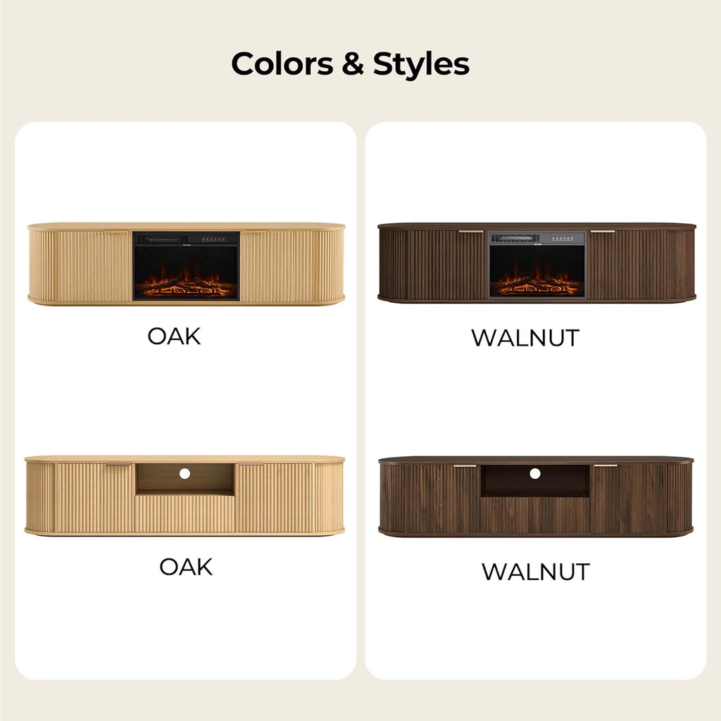 70" Fluted TV Stands for Living Room for TVs Up to 80", Mid Century Modern Entertainment Center with Drawers, TV