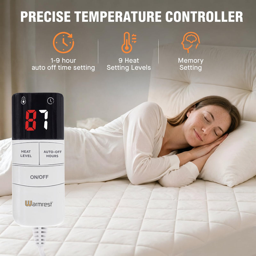 Heated Mattress Pad King Electric Bed Warmer with 9 Heat Settings