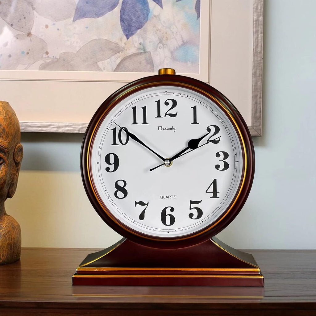 Desk Clocks for Table Decor,Retro Mantel Clock Battery Operated for Fireplace Mantel