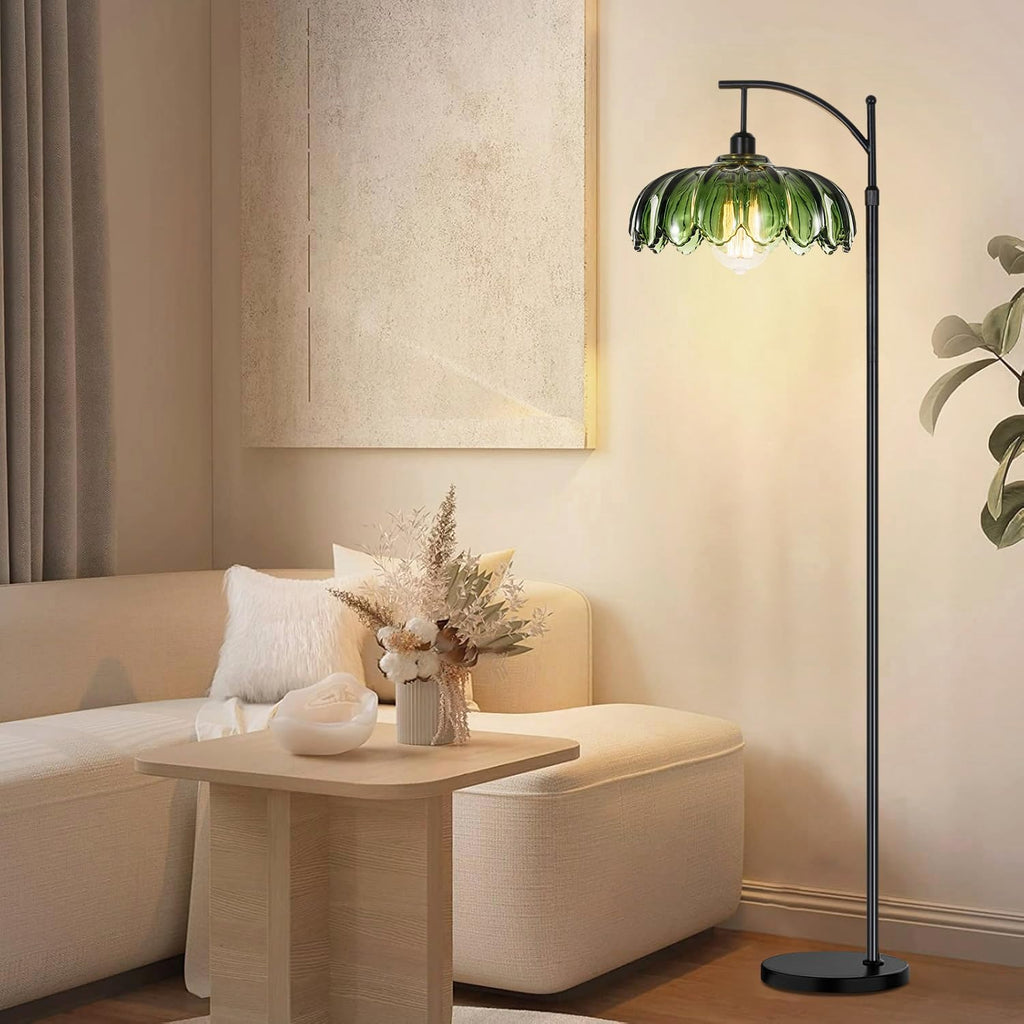 Glass Floor Lamp,Gold Dimmable Standing Lamp with Remote