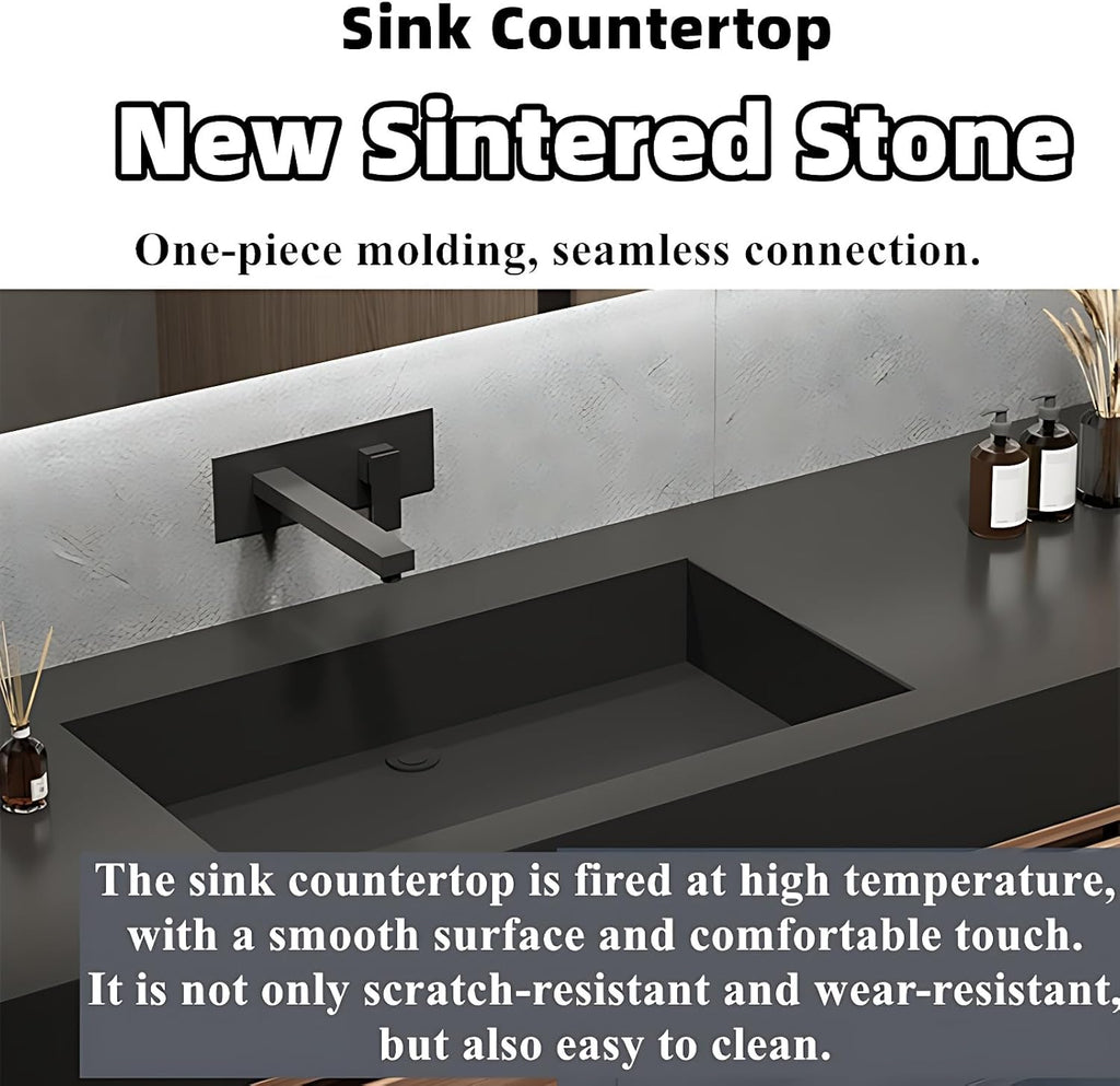 Bathroom Vanity with Sink - Single Sink Floating Vanity with Anti-Fog Mirror Cabinet