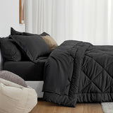 Love's cabin Twin Comforter Set Black, 5 Pieces Twin Bed in a Bag, All Season Bedding Sets with 1 Comforter