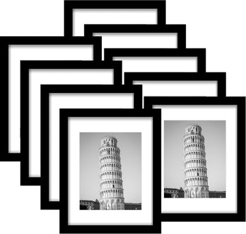 11x14 Picture Frame Set of 9, for Wall or Tabletop Display, Black | Display Pictures 8x10 with Mat or 11x14 without