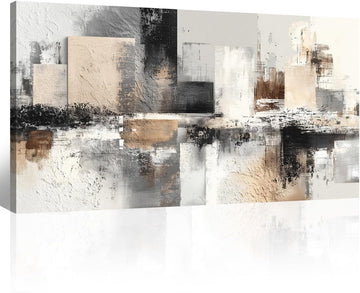 Neutral Abstract Wall Art - Large Modern Canvas Prints Paintings Artwork for Walls Minimalist Gray Black Brown