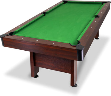 7 and 8 ft Pool Tables with Wood Finish - Gray, Black, or Green Felt - Billiards Game Room Table for Adults & Family