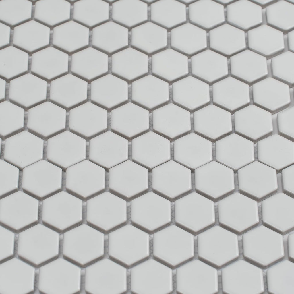 Hexagon Porcelain Tile White 10x12 Matte 8.36 sq ft/case 10-Pack - Set of 10