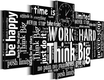 Inspirational Quotes Wall Art Canvas Print Black White Motivational Words Picture Bedroom Office Decor (Small)