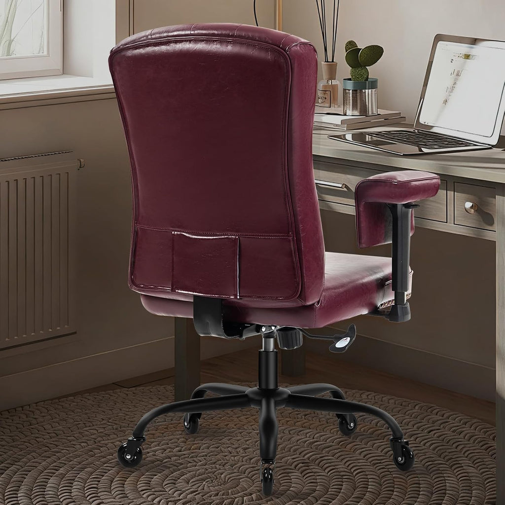 Ergonomic Executive with Wheels and Arms, Tufted Back & Nailhead Trim, Home Office Desk Chairs for Home & Office