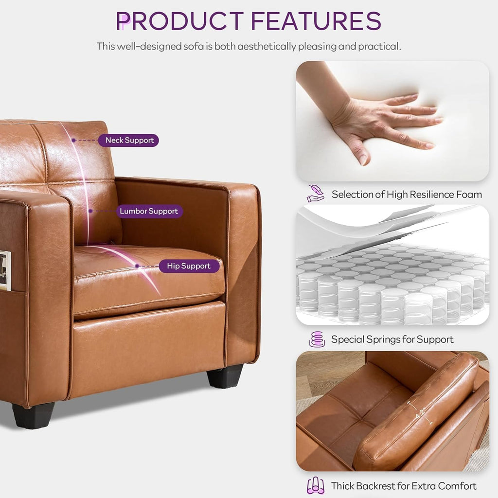 Modern Chaise Lounge Chair and Ottoman — Leather