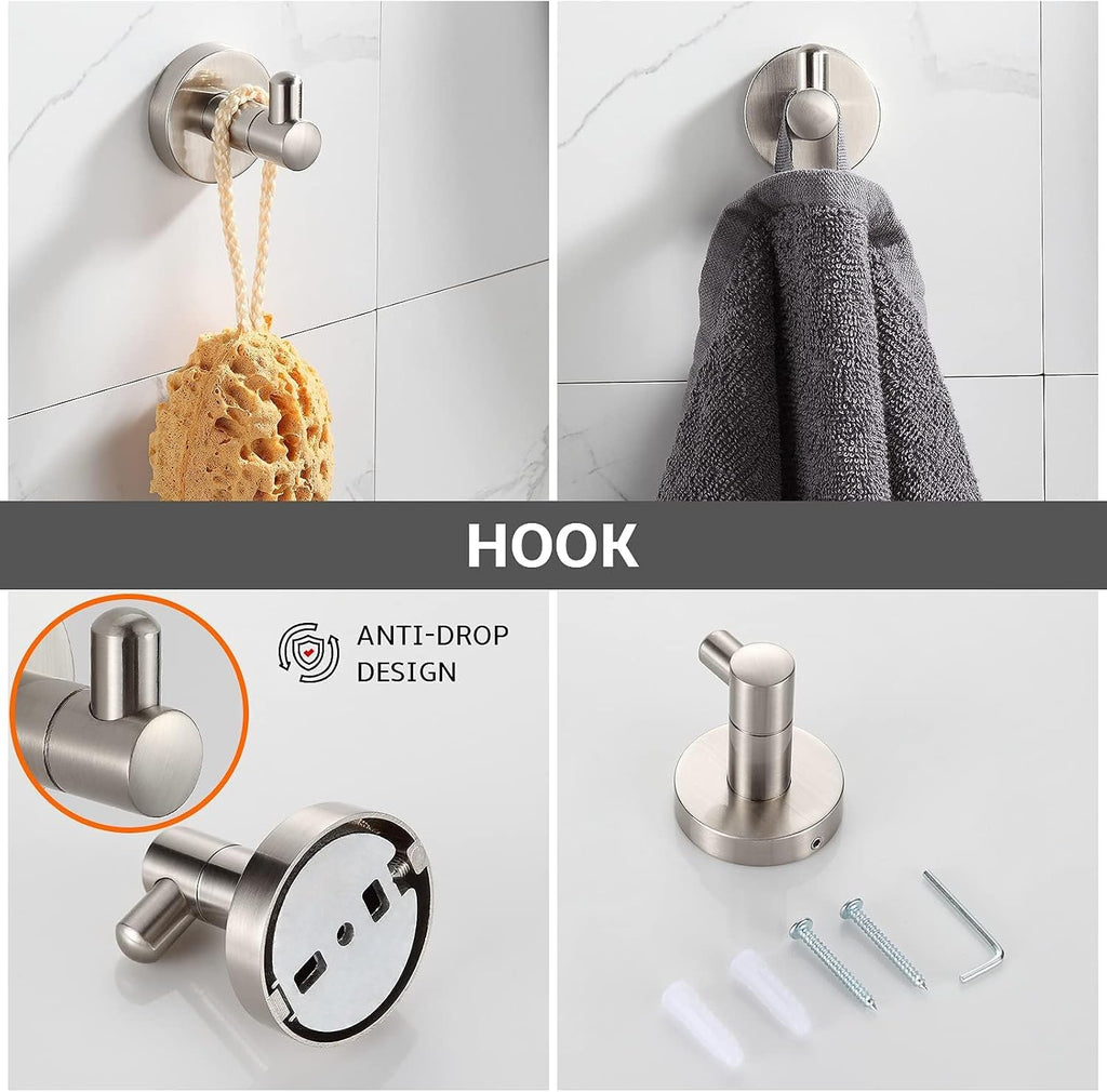 Bathroom Accessory Set Brushed Nickel 4-Pieces Bathroom Towel Rack 24 Inches Adjustable Bathroom Hardware Set