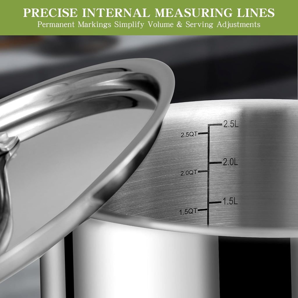 Triple Ply Stainless Steel Pots and Pans Set, 12 Piece Induction Cookware Set, Oven Dishwasher Safe | Frying Pans