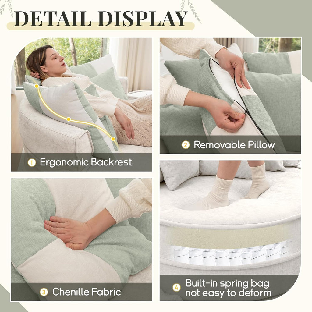 Modern Chaise Lounge Chair and Ottoman — Beige Velvet