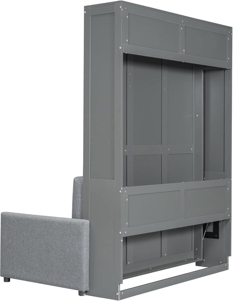 Murphy Bed Full Wall Bed with Sofa,can be Folded,Multifunctional Wood Hideaway Cabinet Bed Frame,Slat Support,Save